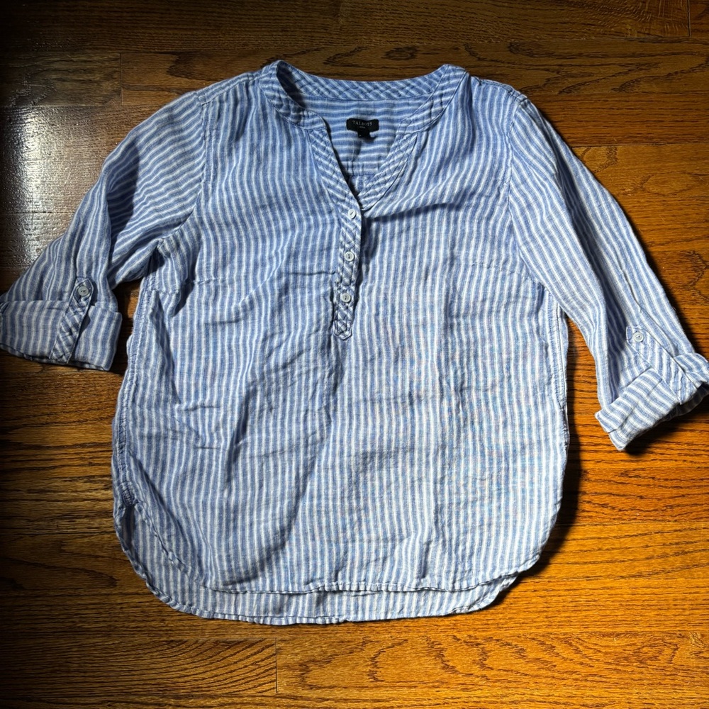 Talbots Light Blue and White Striped Blouse